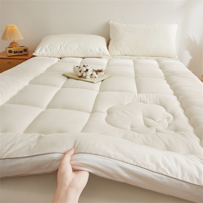 91家纺网 家纺一手货源 找家纺 西域种棉人·千百笠2025新款A类填充100%棉新疆棉花褥子床垫垫被软垫家用棉花被褥铺底全棉冬季加厚保暖 简语床垫-白