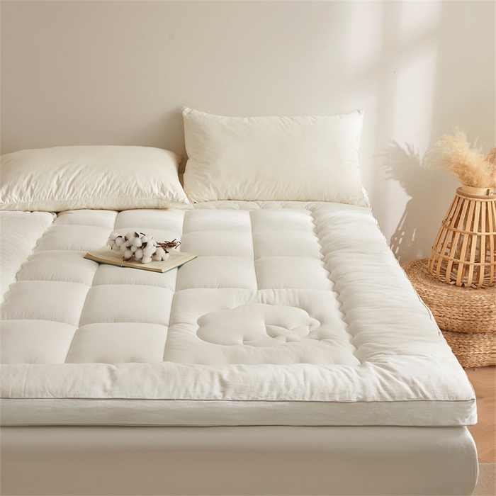 91家纺网 家纺一手货源 找家纺 西域种棉人·千百笠2025新款A类填充100%棉新疆棉花褥子床垫垫被软垫家用棉花被褥铺底全棉冬季加厚保暖 简语床垫-白