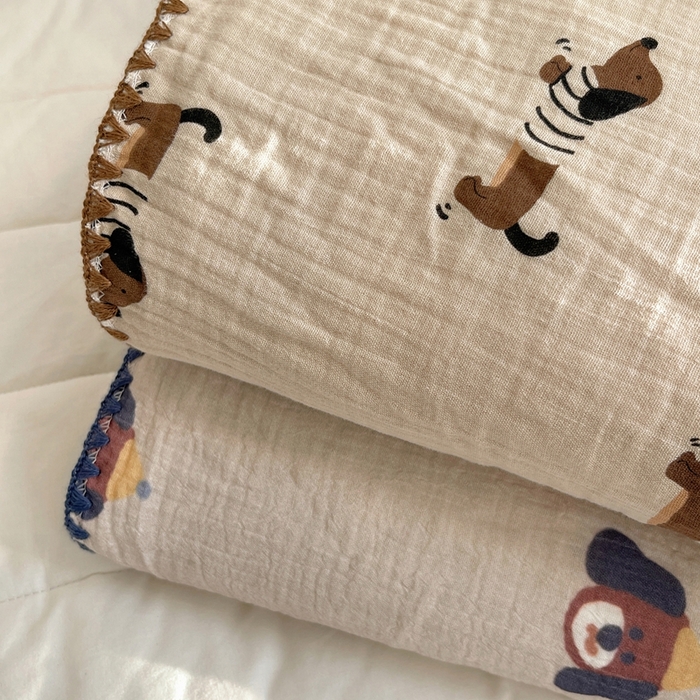 91家纺网 家纺一手货源 找家纺 （总）三朵家纺 2025新款全棉纯棉绉绉纱+宝宝绒多功能毯盖毯毯子