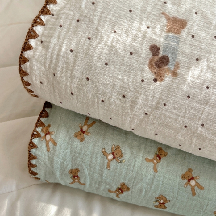 91家纺网 家纺一手货源 找家纺 （总）三朵家纺 2025新款全棉纯棉绉绉纱+宝宝绒多功能毯盖毯毯子