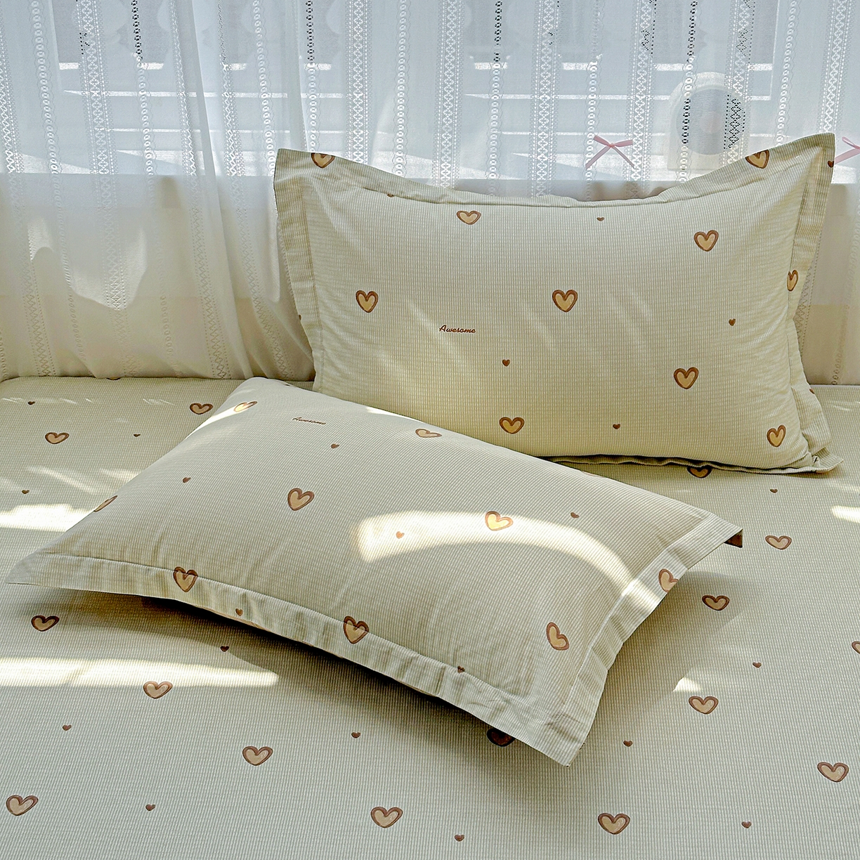 91家纺网 家纺一手货源 找家纺 恩泽家纺 2025新款全棉纯棉12868喷气印花系列枕套单枕套枕套单件-第二批 初恋心