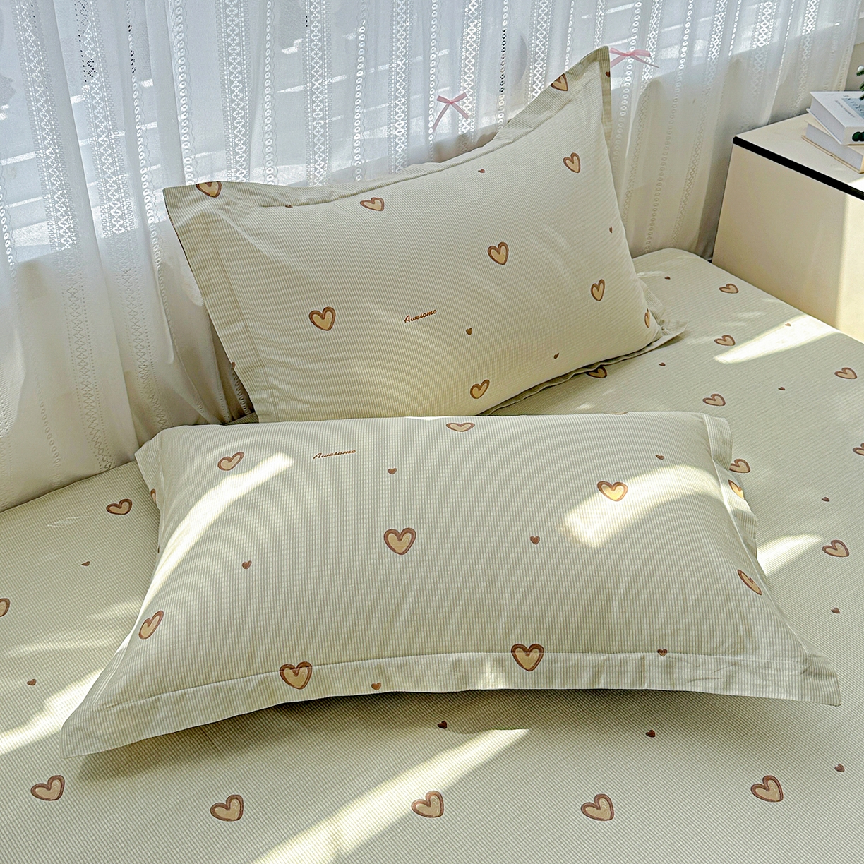 91家纺网 家纺一手货源 找家纺 恩泽家纺 2025新款全棉纯棉12868喷气印花系列枕套单枕套枕套单件-第二批 初恋心