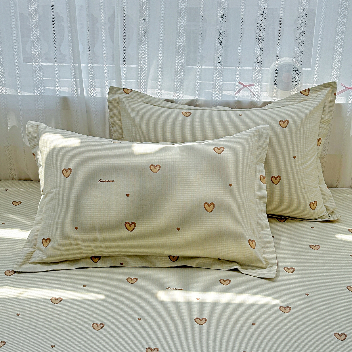 91家纺网 家纺一手货源 找家纺 恩泽家纺 2025新款全棉纯棉12868喷气印花系列枕套单枕套枕套单件-第二批 初恋心