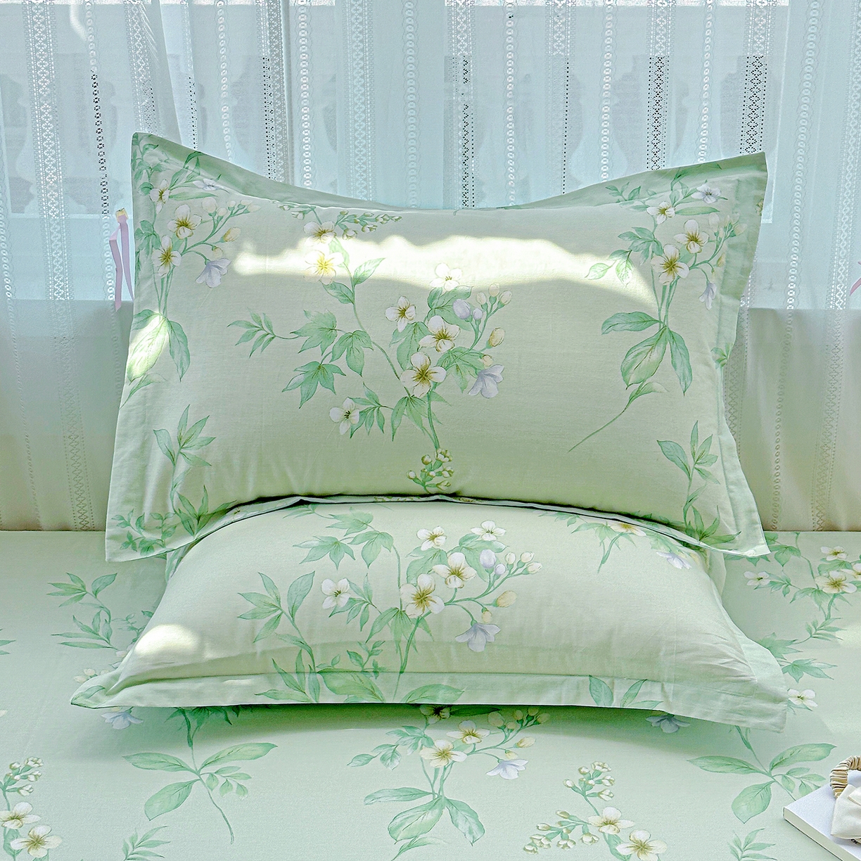 恩泽家纺 2025新款全棉纯棉12868喷气印花系列枕套单枕套枕套单件-第二批 东方树叶