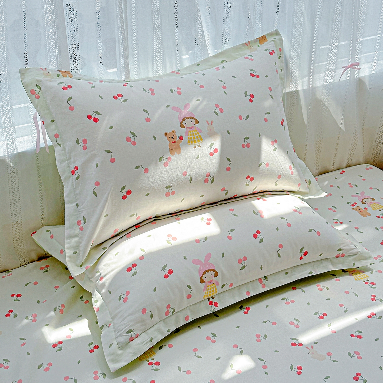 91家纺网 家纺一手货源 找家纺 恩泽家纺 2025新款全棉纯棉12868喷气印花系列枕套单枕套枕套单件-第二批 花季少女