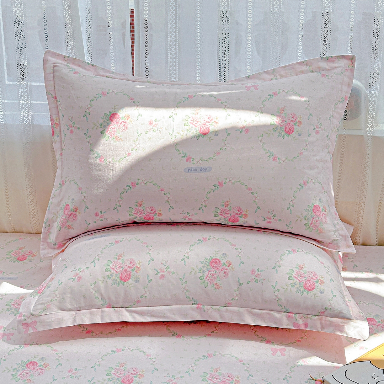 恩泽家纺 2025新款全棉纯棉12868喷气印花系列枕套单枕套枕套单件-第二批 花香丽影