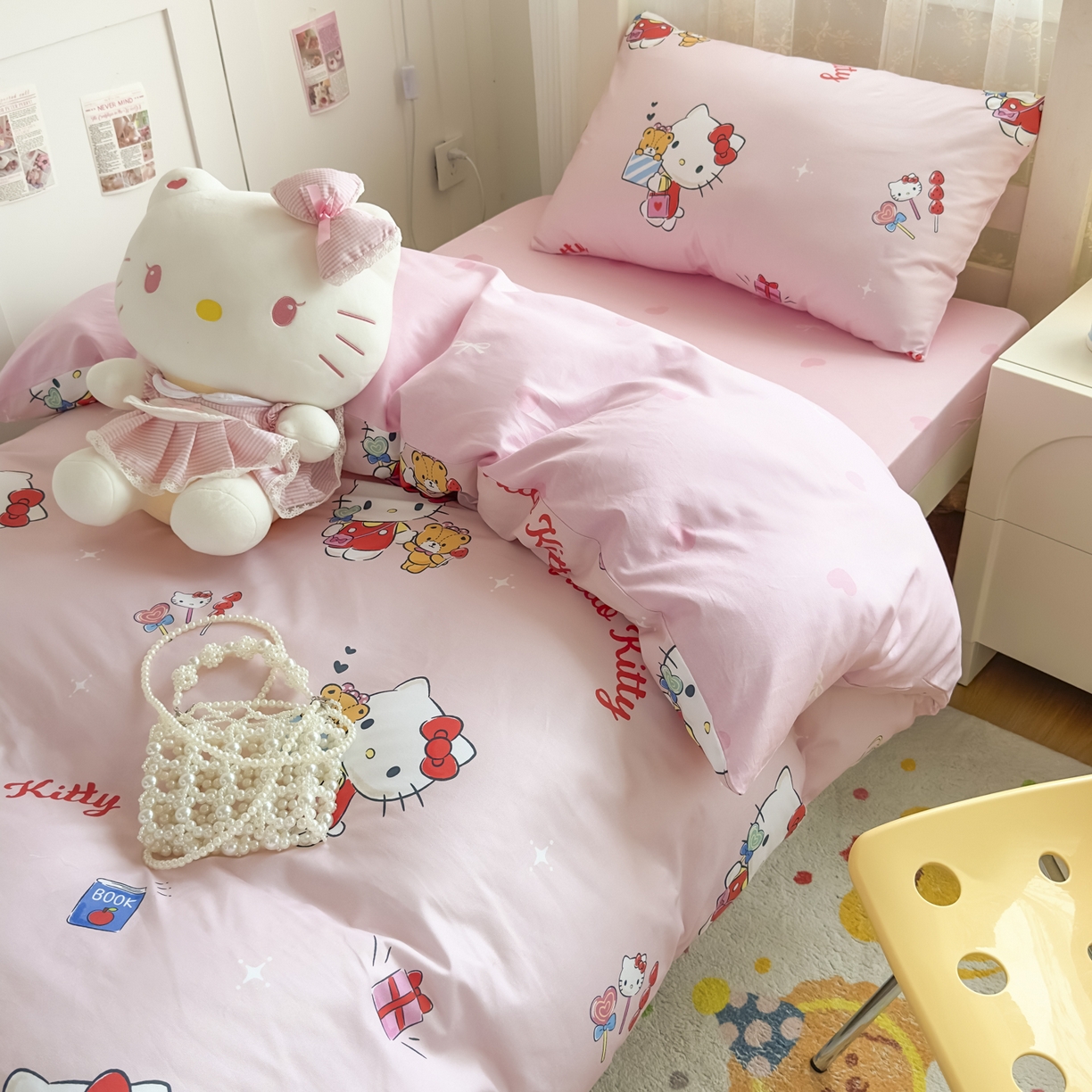 91家纺网 家纺一手货源 找家纺 （总）浩诚 2025新款三丽鸥专版花型全棉纯棉学生三件套四件套