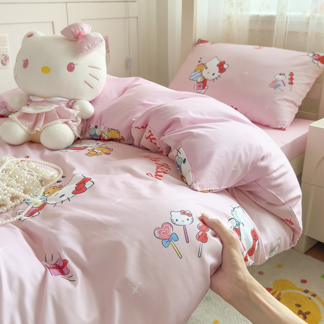 91家纺网 家纺一手货源 找家纺 （总）浩诚 2025新款三丽鸥专版花型全棉纯棉学生三件套四件套