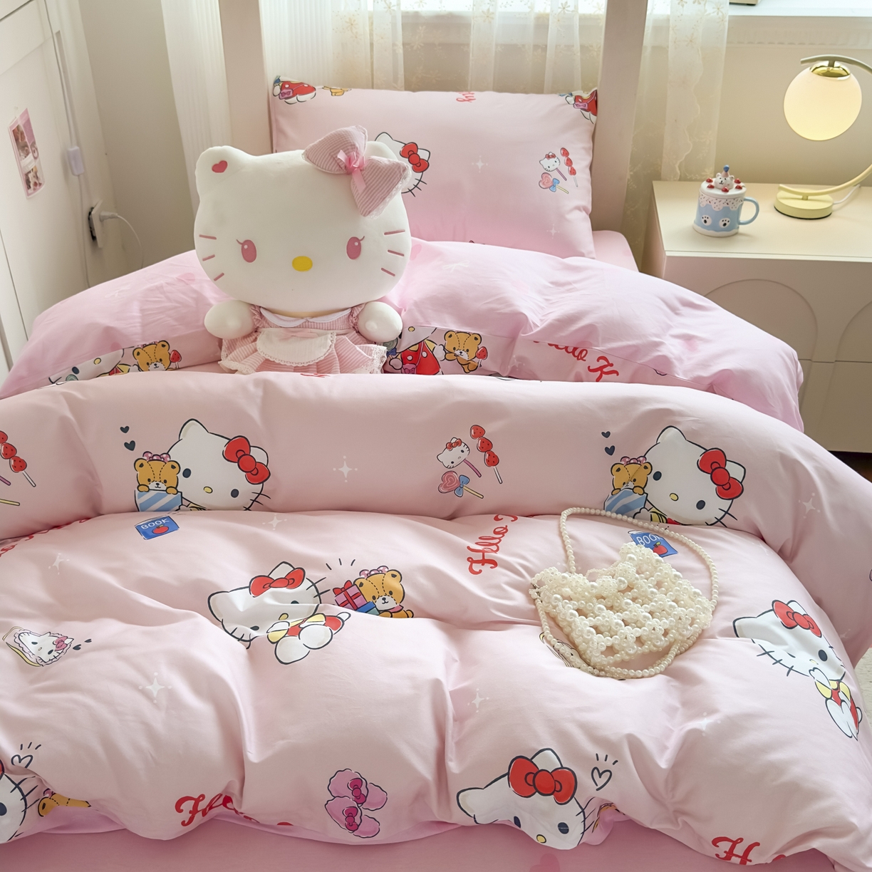 91家纺网 家纺一手货源 找家纺 浩诚 2025新款三丽鸥专版花型全棉纯棉学生三件套四件套 铃风