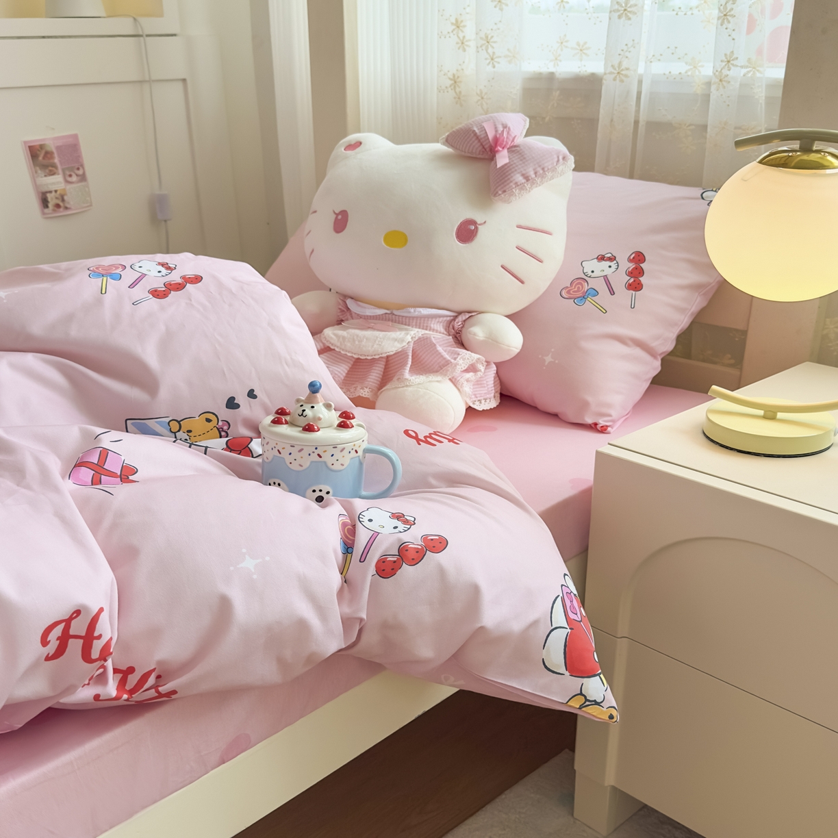 91家纺网 家纺一手货源 找家纺 浩诚 2025新款三丽鸥专版花型全棉纯棉学生三件套四件套 铃风