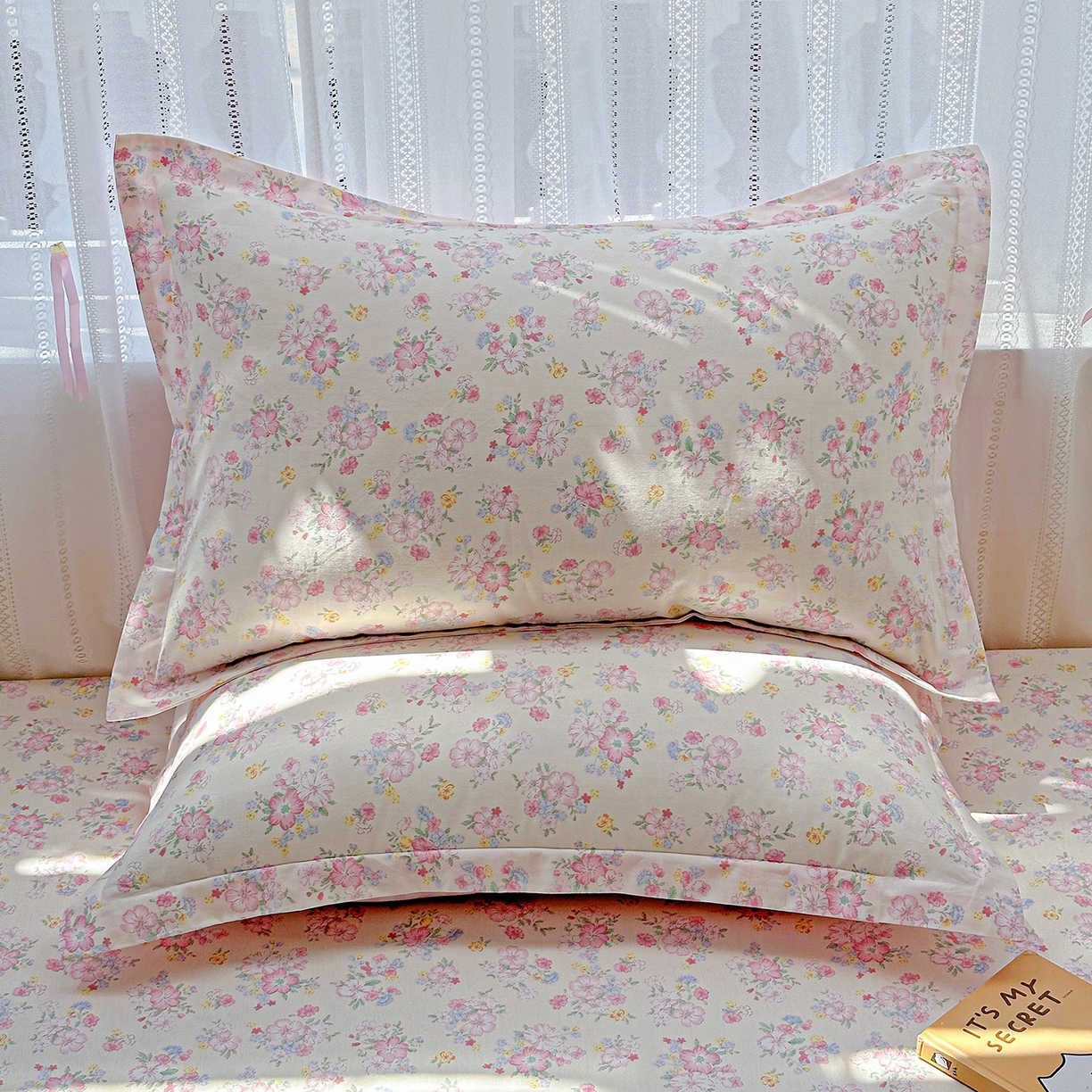 恩泽家纺 2025新款全棉纯棉12868喷气印花系列枕套单枕套枕套单件-第二批 洛琳粉