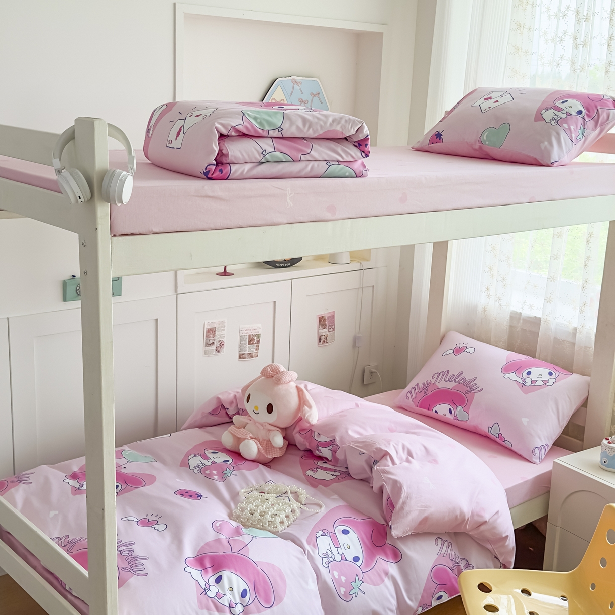 91家纺网 家纺一手货源 找家纺 浩诚 2025新款三丽鸥专版花型全棉纯棉学生三件套四件套 甜莓