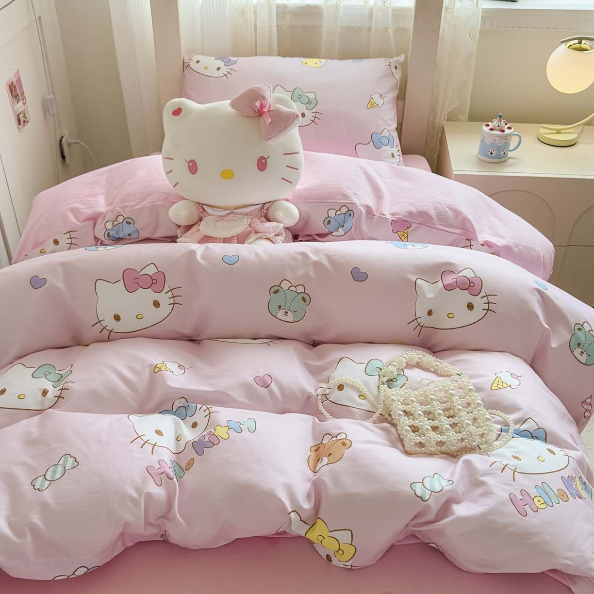 91家纺网 家纺一手货源 找家纺 浩诚 2025新款三丽鸥专版花型全棉纯棉学生三件套四件套 甜梦