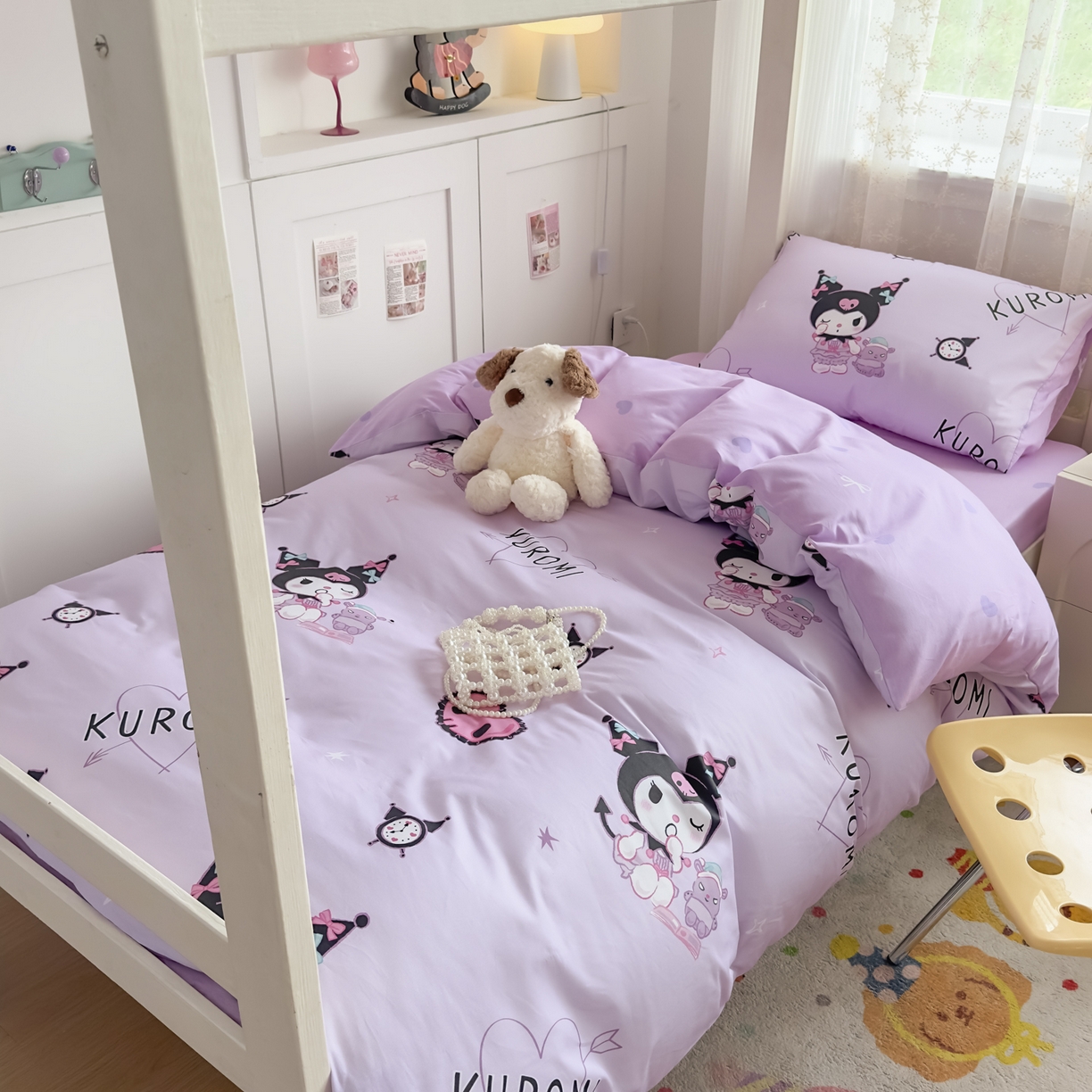 91家纺网 家纺一手货源 找家纺 浩诚 2025新款三丽鸥专版花型全棉纯棉学生三件套四件套 甜语