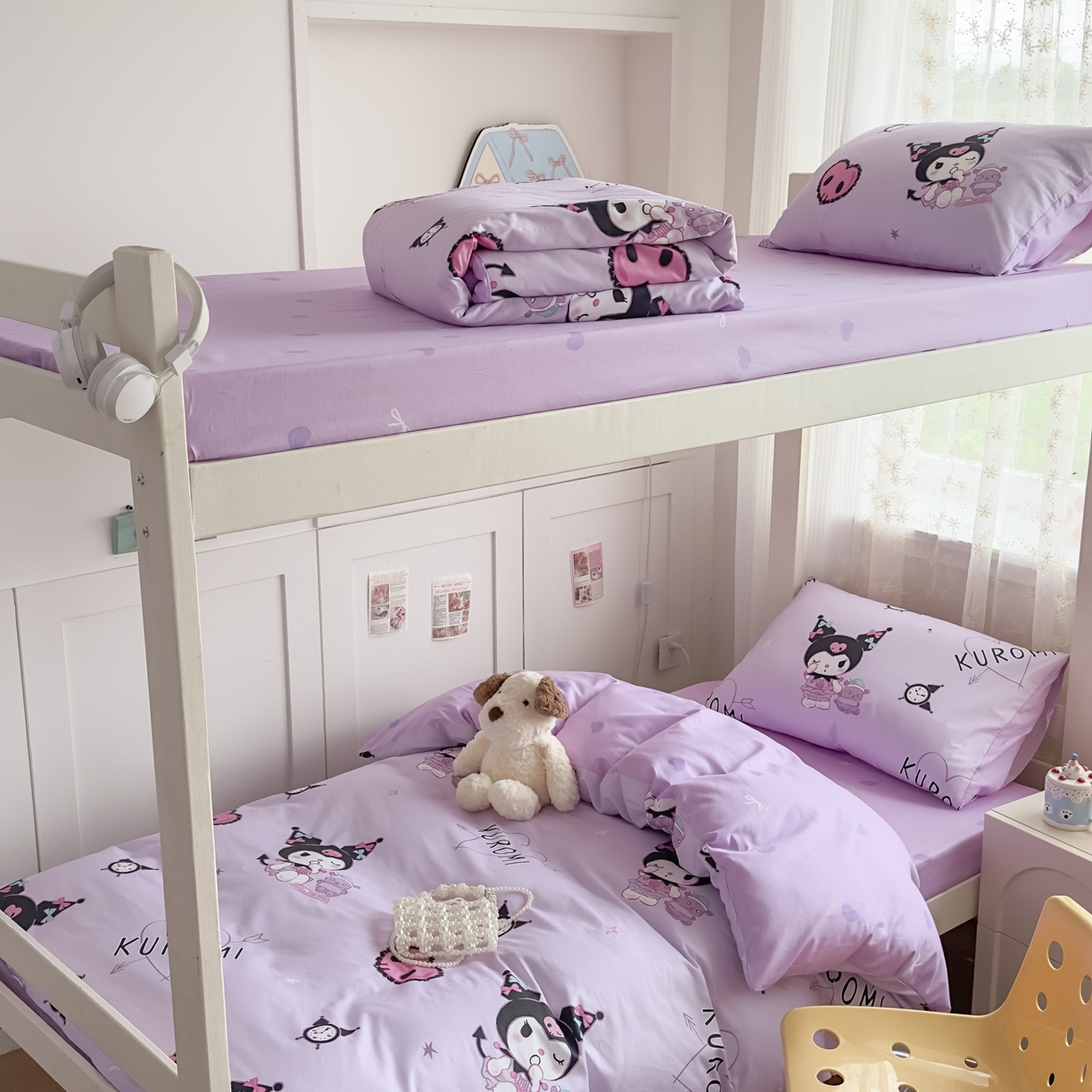 91家纺网 家纺一手货源 找家纺 浩诚 2025新款三丽鸥专版花型全棉纯棉学生三件套四件套 甜语