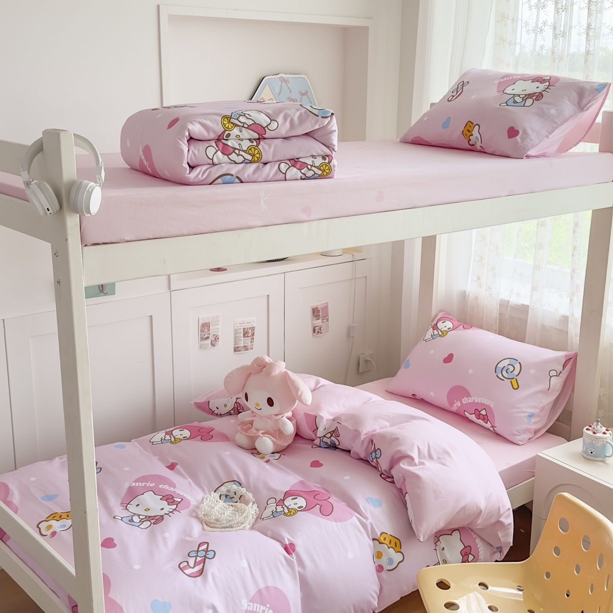 91家纺网 家纺一手货源 找家纺 浩诚 2025新款三丽鸥专版花型全棉纯棉学生三件套四件套 星糖