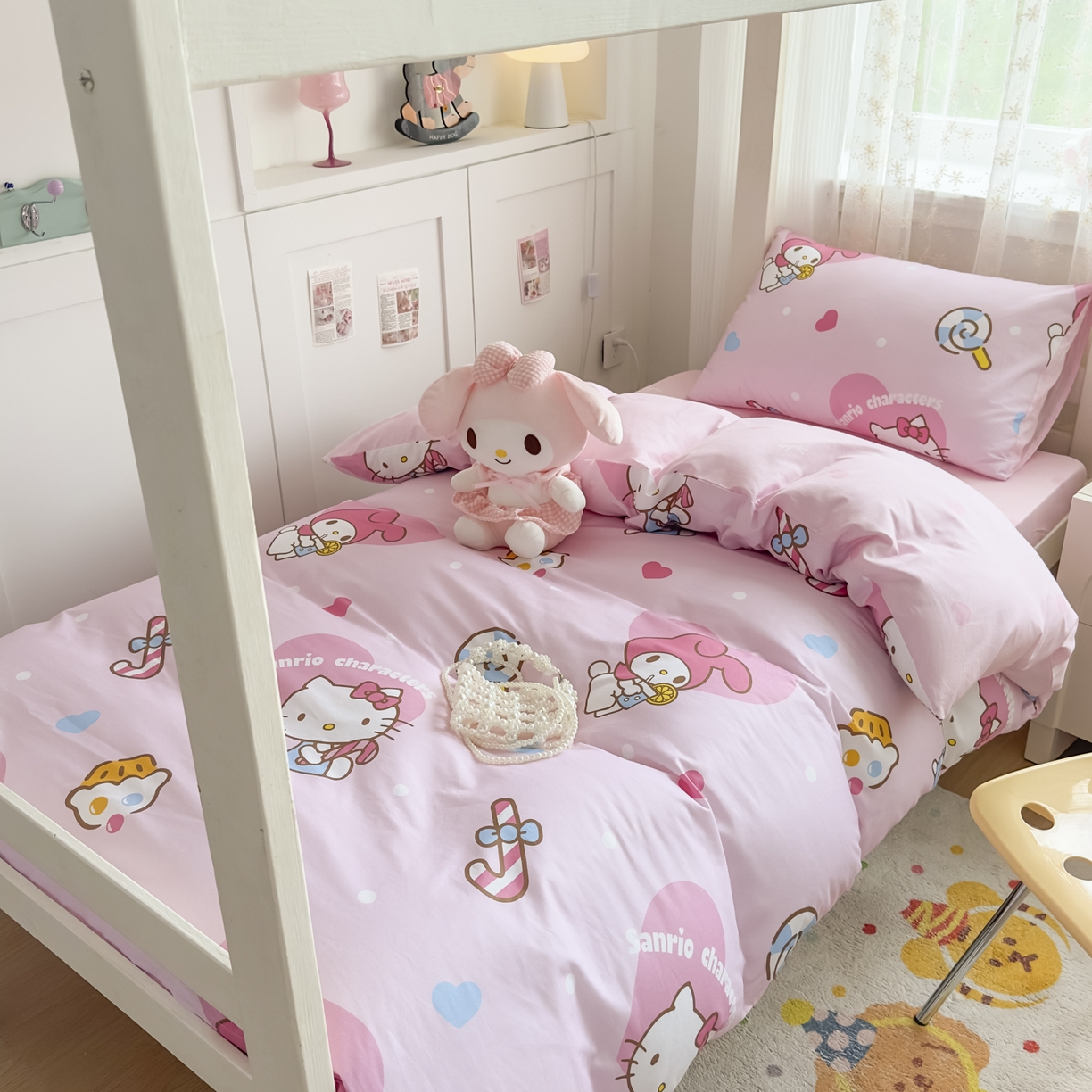 91家纺网 家纺一手货源 找家纺 浩诚 2025新款三丽鸥专版花型全棉纯棉学生三件套四件套 星糖