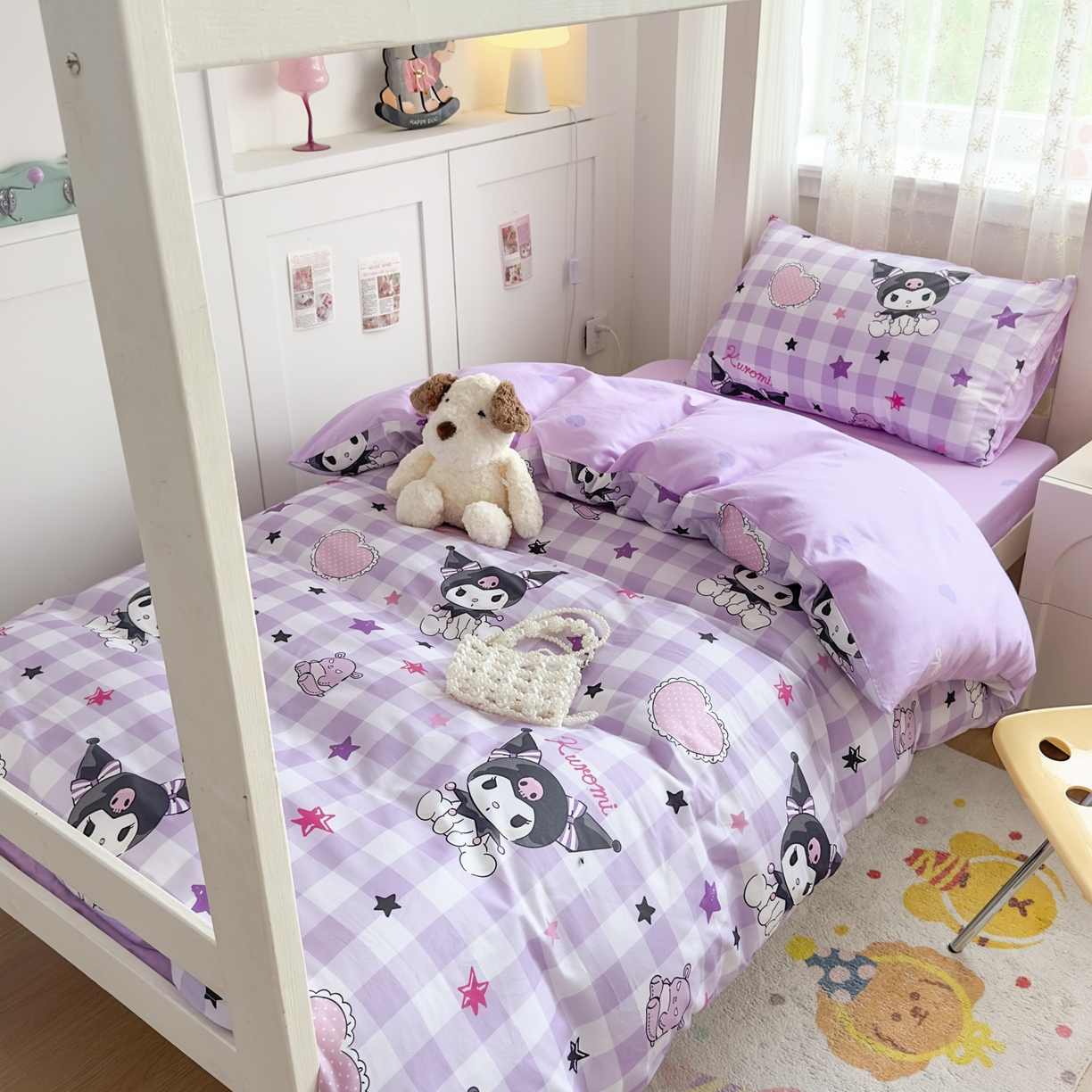 91家纺网 家纺一手货源 找家纺 浩诚 2025新款三丽鸥专版花型全棉纯棉学生三件套四件套 星语