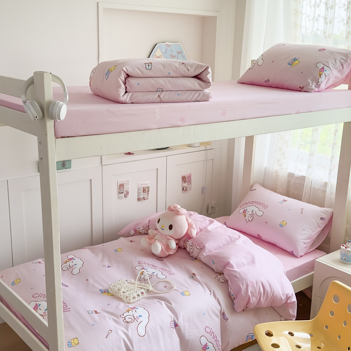 91家纺网 家纺一手货源 找家纺 浩诚 2025新款三丽鸥专版花型全棉纯棉学生三件套四件套 云朵