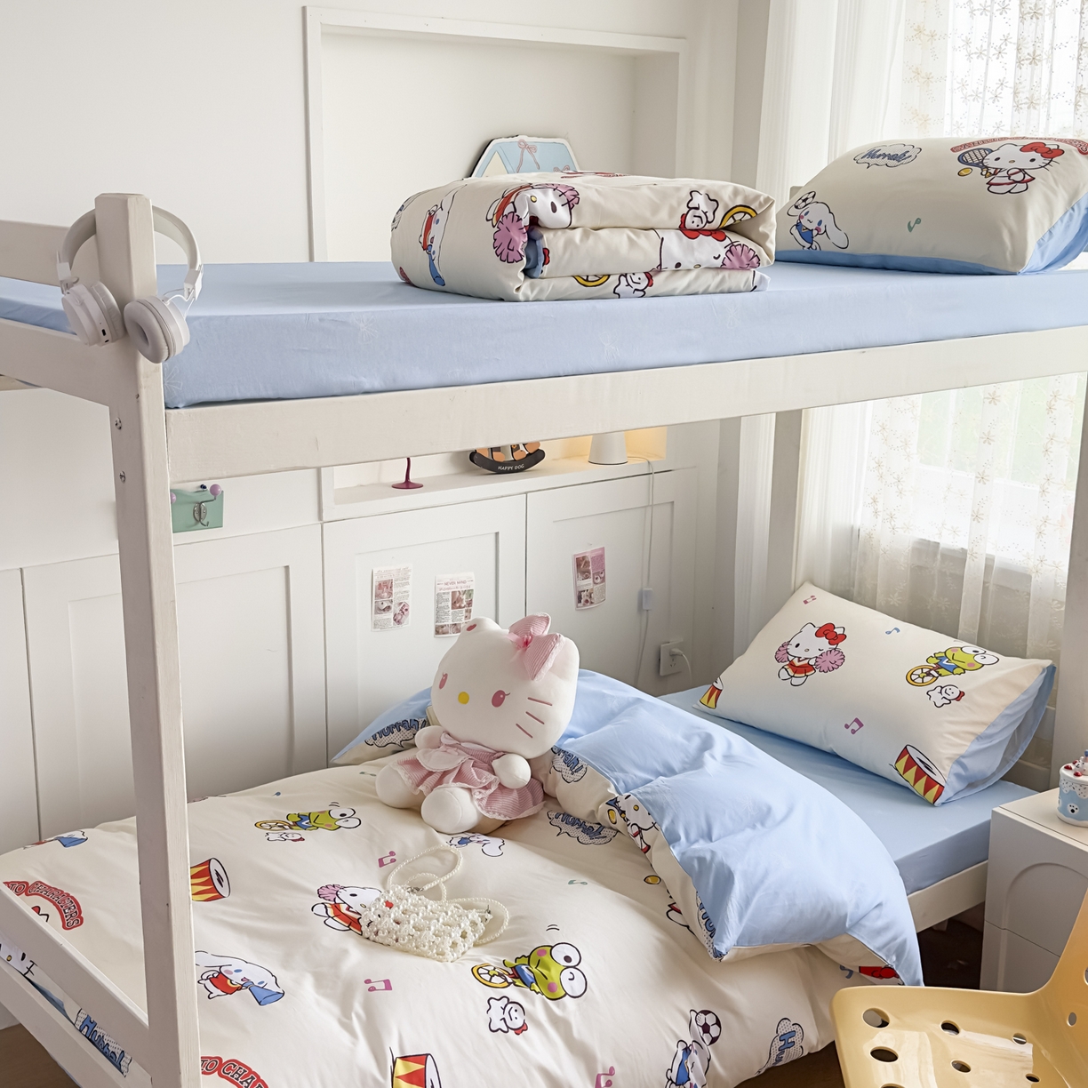 91家纺网 家纺一手货源 找家纺 浩诚 2025新款三丽鸥专版花型全棉纯棉学生三件套四件套 运动会