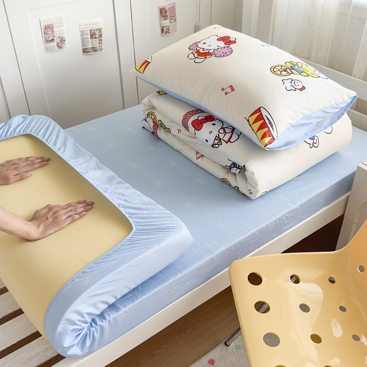 91家纺网 家纺一手货源 找家纺 浩诚 2025新款三丽鸥专版花型全棉纯棉学生三件套四件套 运动会