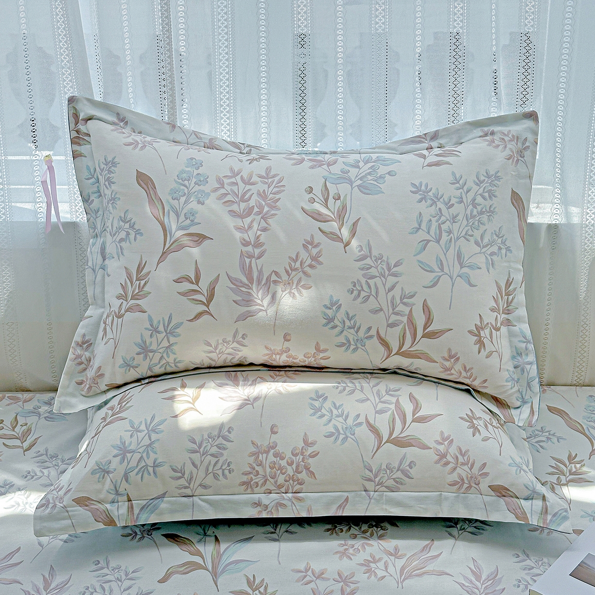 恩泽家纺 2025新款全棉纯棉12868喷气印花系列枕套单枕套枕套单件-第二批 寻叶