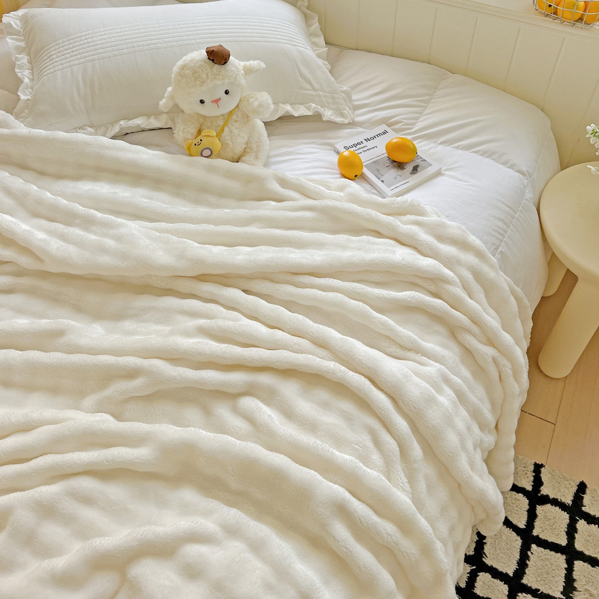 91家纺网 家纺一手货源 找家纺 （总）耀悦家纺 2025秋冬暖阳泡泡高克重牛奶绒双面泡泡毛毯毯子多功能盖毯外贸批发