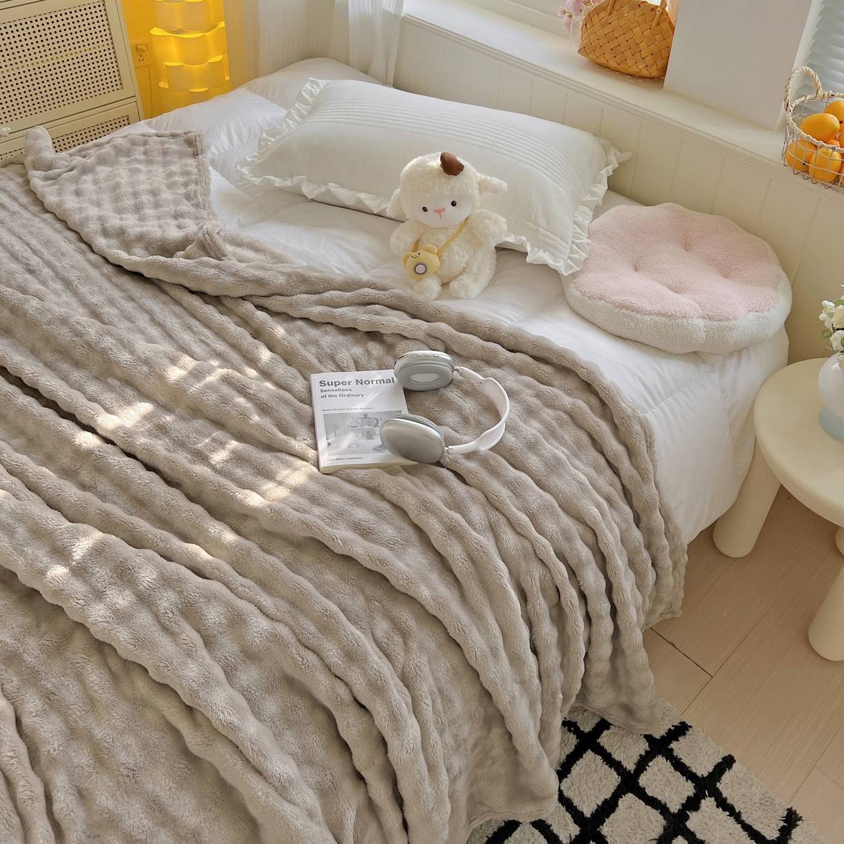 91家纺网 家纺一手货源 找家纺 耀悦家纺 2025秋冬暖阳泡泡高克重牛奶绒双面泡泡毛毯毯子多功能盖毯外贸批发 暖阳泡泡-尘灰