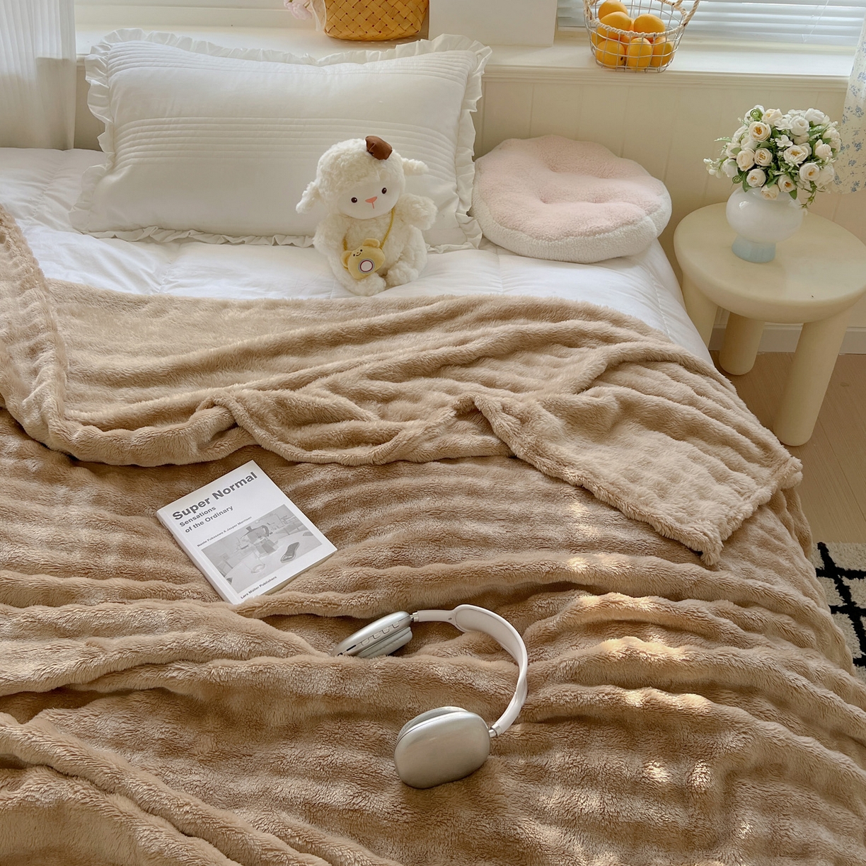 91家纺网 家纺一手货源 找家纺 耀悦家纺 2025秋冬暖阳泡泡高克重牛奶绒双面泡泡毛毯毯子多功能盖毯外贸批发 暖阳泡泡-深咖