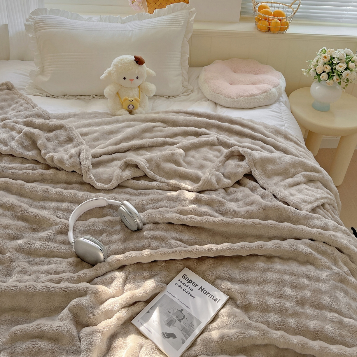 91家纺网 家纺一手货源 找家纺 耀悦家纺 2025秋冬暖阳泡泡高克重牛奶绒双面泡泡毛毯毯子多功能盖毯外贸批发 暖阳泡泡-尘灰