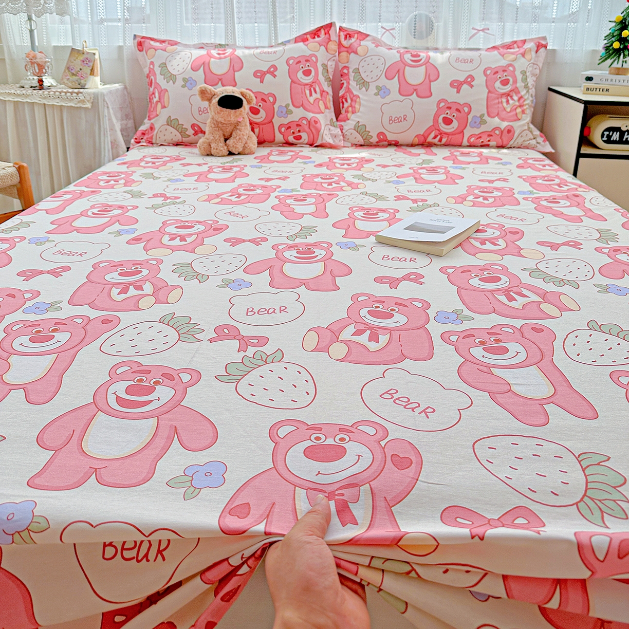 91家纺网 家纺一手货源 找家纺 恩泽家纺 2025新款全棉纯棉12868喷气印花系列床单单品床单单件单床单-第二批 草莓熊