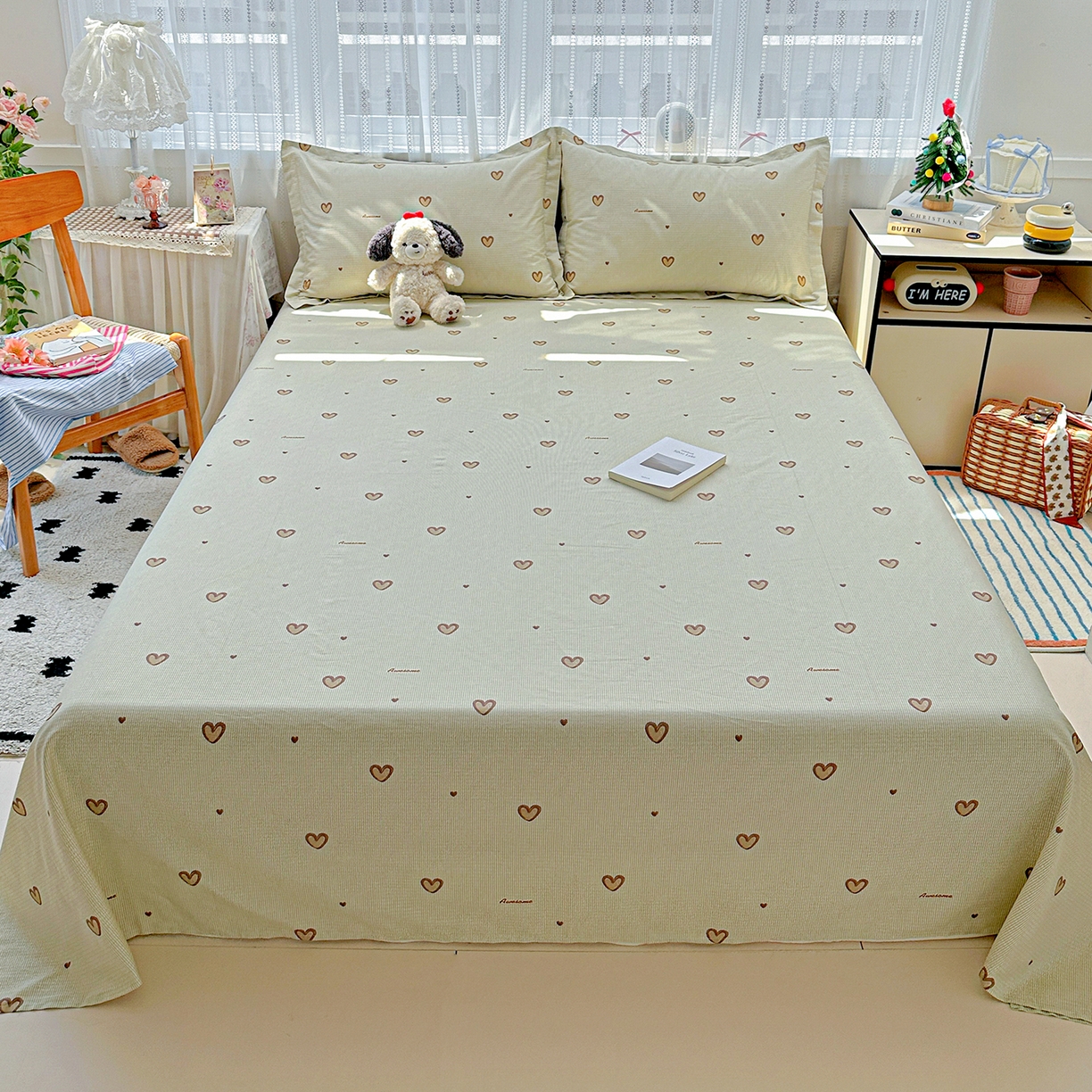 91家纺网 家纺一手货源 找家纺 恩泽家纺 2025新款全棉纯棉12868喷气印花系列床单单品床单单件单床单-第二批 初恋心