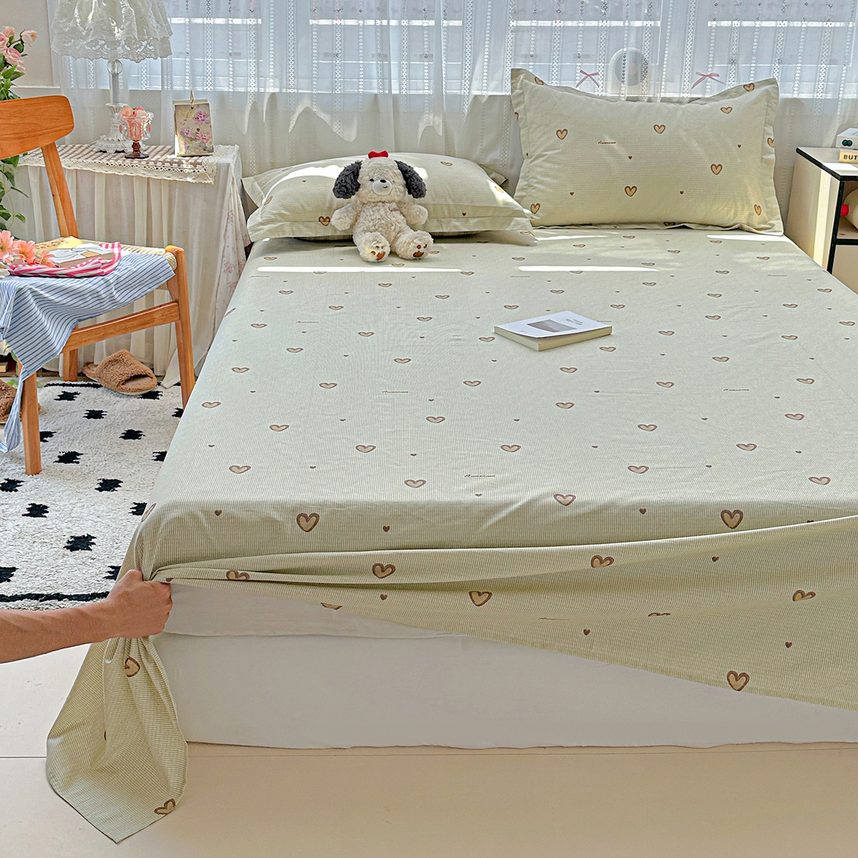 91家纺网 家纺一手货源 找家纺 恩泽家纺 2025新款全棉纯棉12868喷气印花系列床单单品床单单件单床单-第二批 初恋心