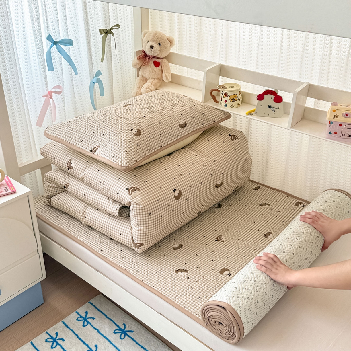 91家纺网 家纺一手货源 找家纺 （总）简宜家居（朝初家纺） 2025新款全棉纯棉夹棉床盖学生宿舍上下铺三件套