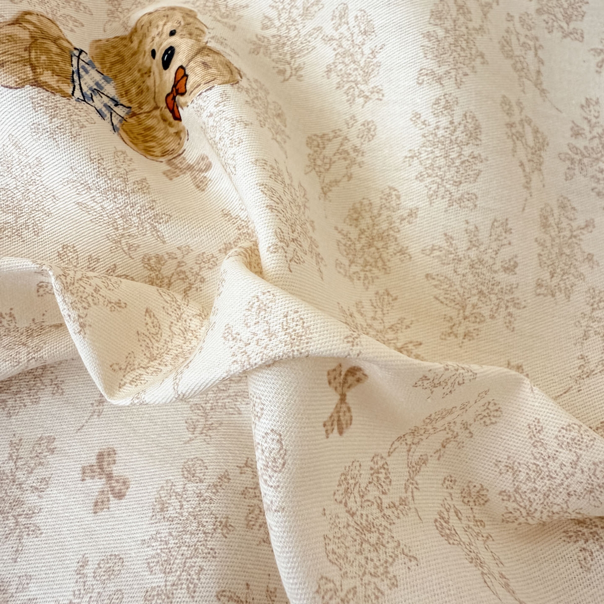 91家纺网 家纺一手货源 找家纺 简宜家居（朝初家纺） 2025新款全棉纯棉夹棉床盖学生宿舍上下铺三件套 碎花小熊-夹棉款