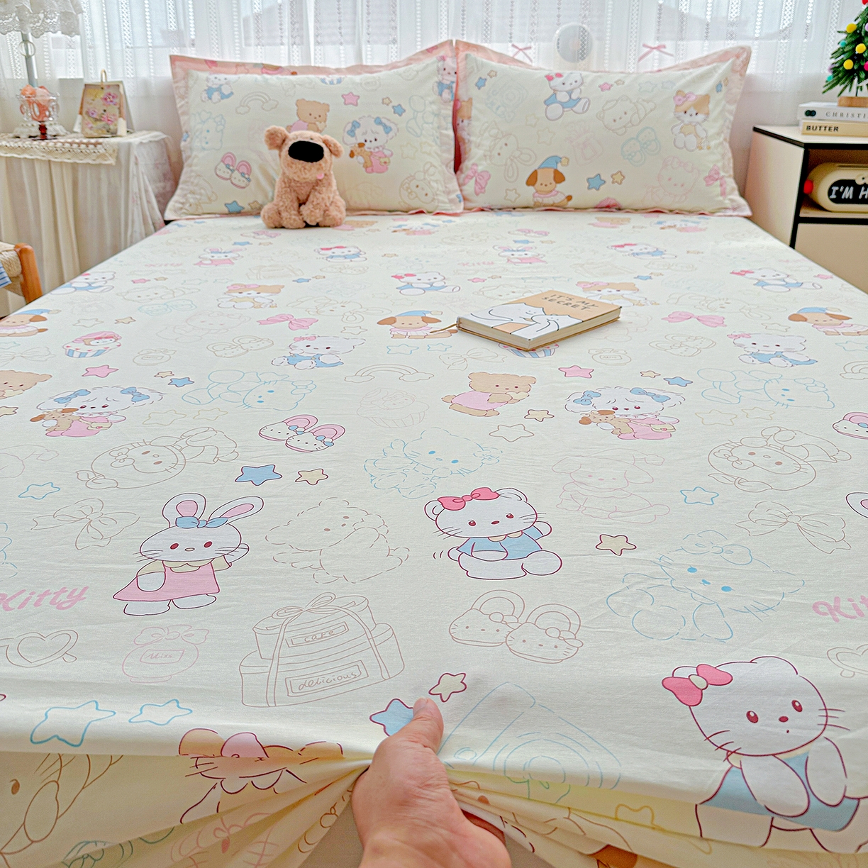 91家纺网 家纺一手货源 找家纺 恩泽家纺 2025新款全棉纯棉12868喷气印花系列床单单品床单单件单床单-第二批 凯蒂宝贝