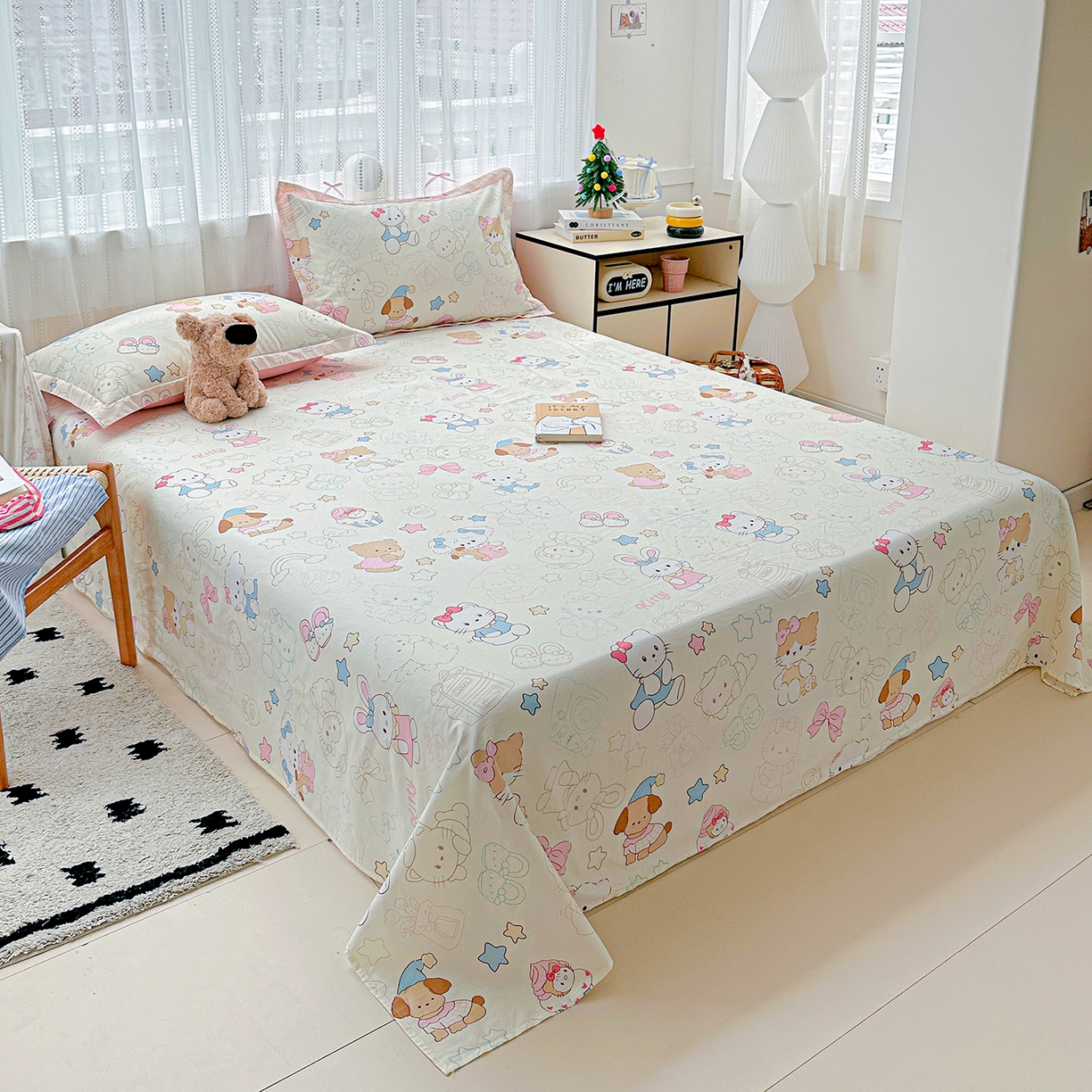 91家纺网 家纺一手货源 找家纺 恩泽家纺 2025新款全棉纯棉12868喷气印花系列床单单品床单单件单床单-第二批 凯蒂宝贝