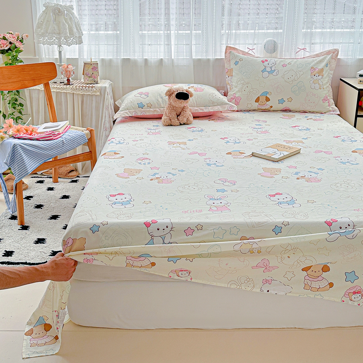 91家纺网 家纺一手货源 找家纺 恩泽家纺 2025新款全棉纯棉12868喷气印花系列床单单品床单单件单床单-第二批 凯蒂宝贝