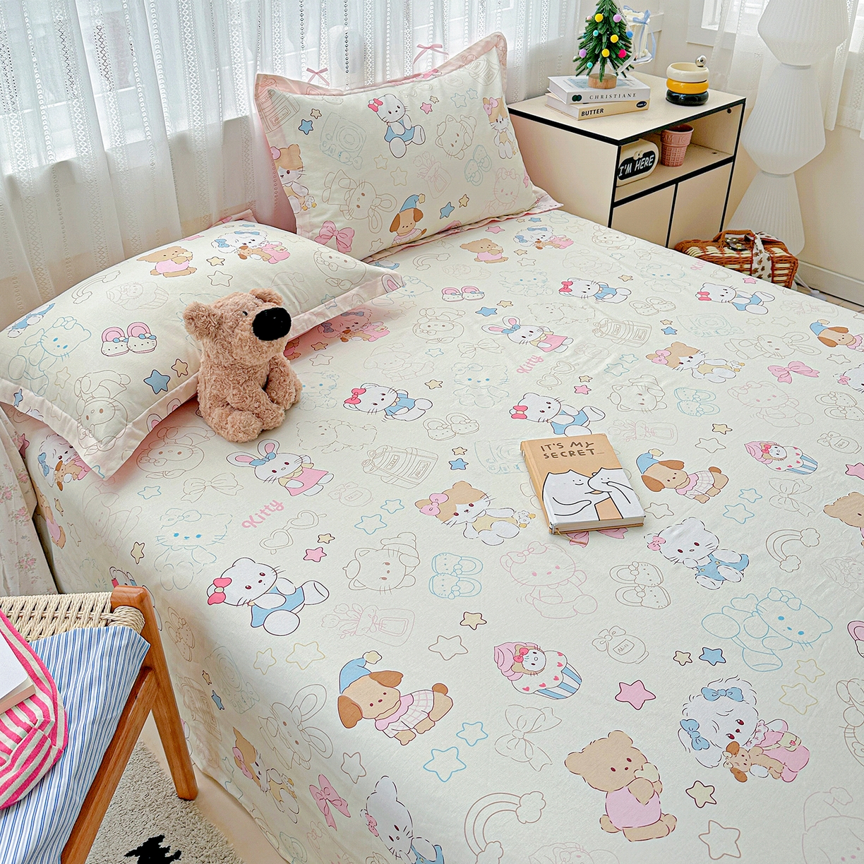 91家纺网 家纺一手货源 找家纺 恩泽家纺 2025新款全棉纯棉12868喷气印花系列床单单品床单单件单床单-第二批 凯蒂宝贝