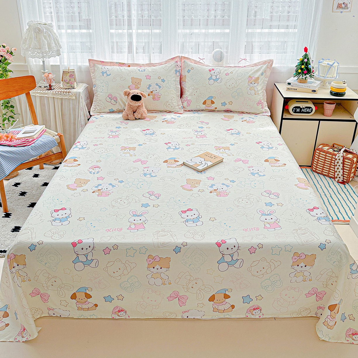 91家纺网 家纺一手货源 找家纺 恩泽家纺 2025新款全棉纯棉12868喷气印花系列床单单品床单单件单床单-第二批 凯蒂宝贝