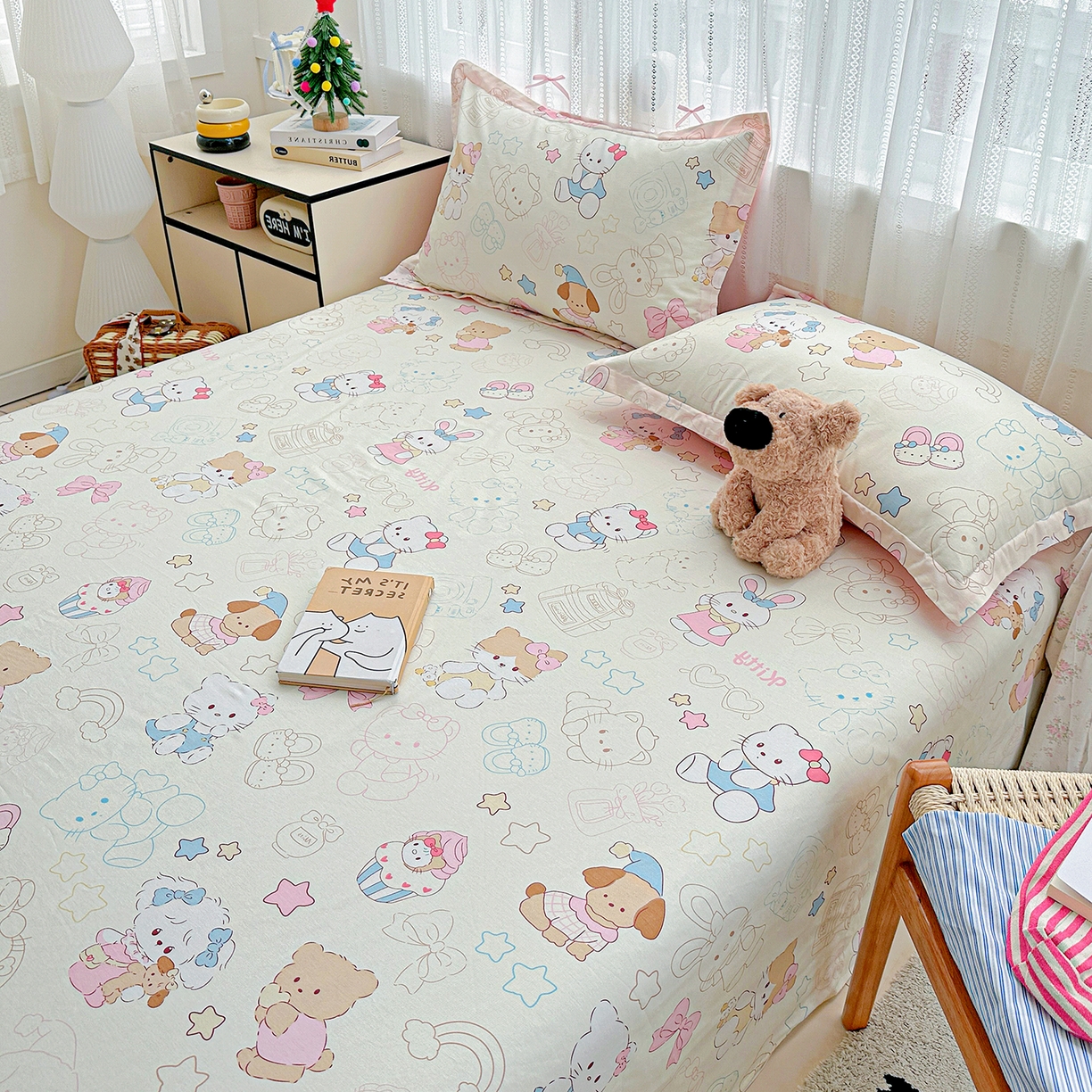 91家纺网 家纺一手货源 找家纺 恩泽家纺 2025新款全棉纯棉12868喷气印花系列床单单品床单单件单床单-第二批 凯蒂宝贝