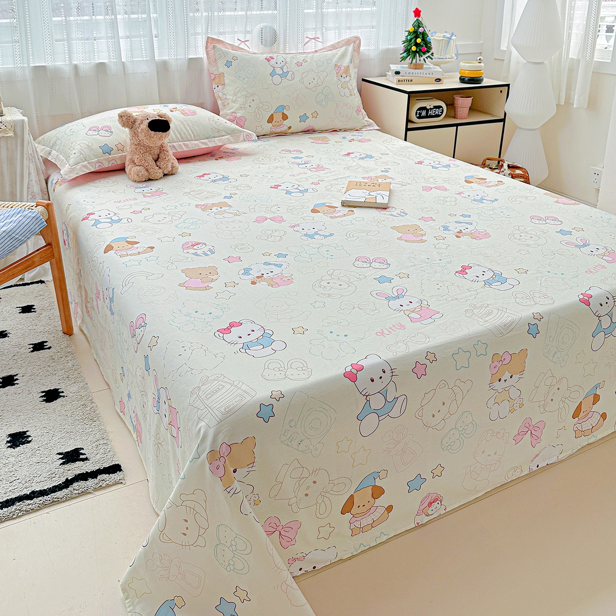 91家纺网 家纺一手货源 找家纺 恩泽家纺 2025新款全棉纯棉12868喷气印花系列床单单品床单单件单床单-第二批 凯蒂宝贝