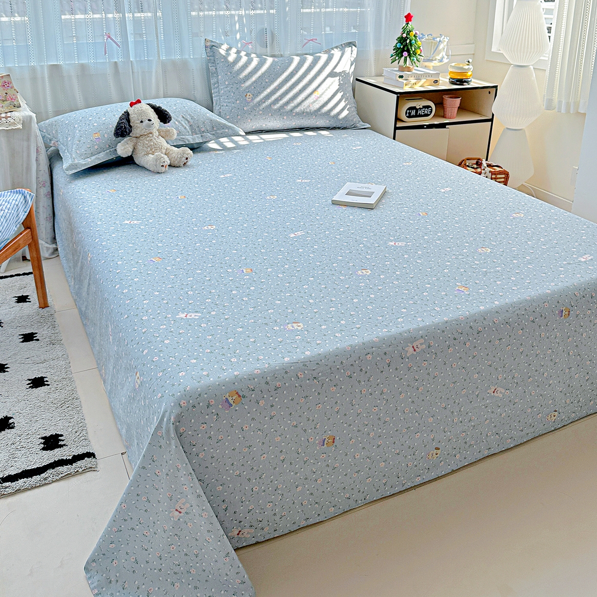 91家纺网 家纺一手货源 找家纺 恩泽家纺 2025新款全棉纯棉12868喷气印花系列床单单品床单单件单床单-第二批 蓝玫花语