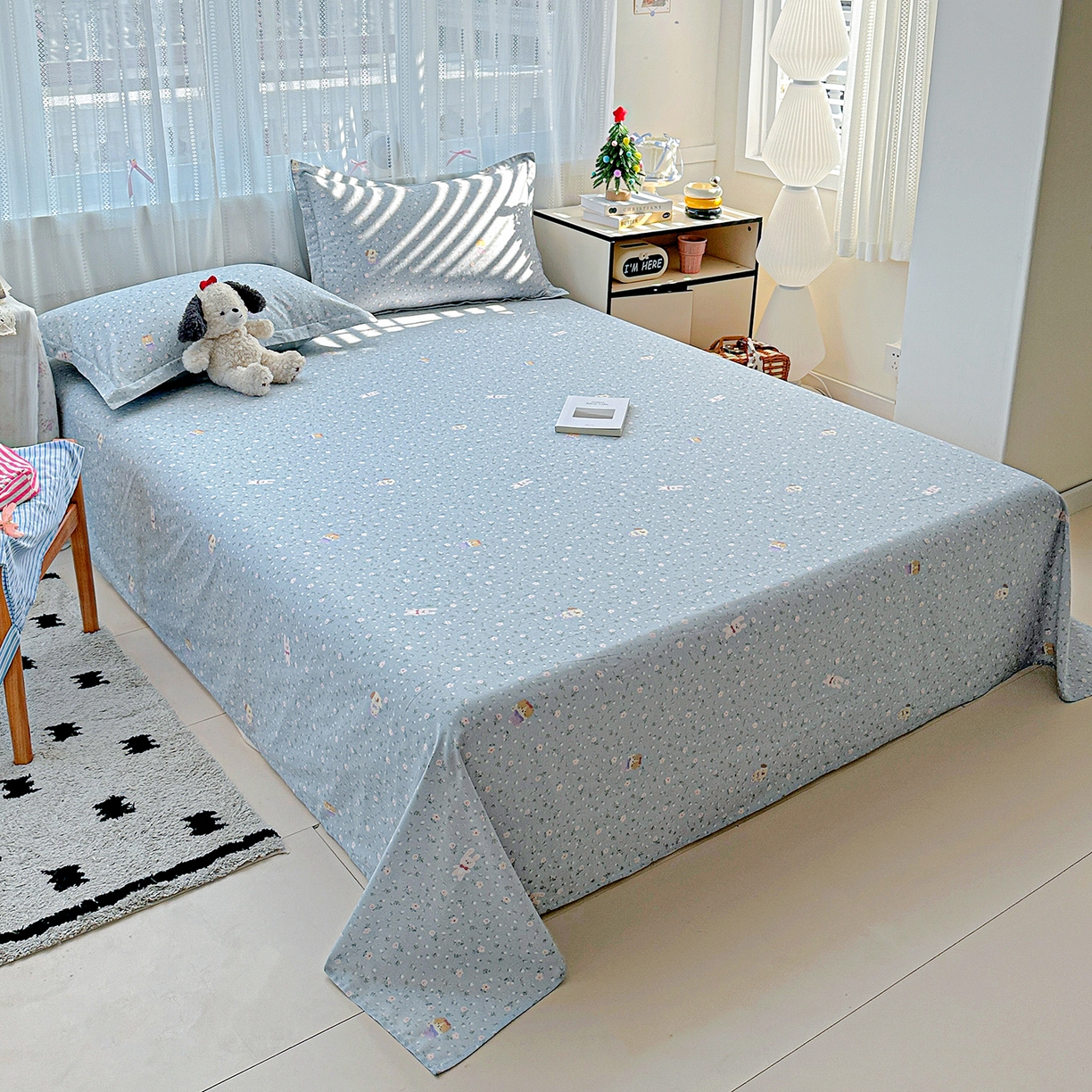 91家纺网 家纺一手货源 找家纺 恩泽家纺 2025新款全棉纯棉12868喷气印花系列床单单品床单单件单床单-第二批 蓝玫花语