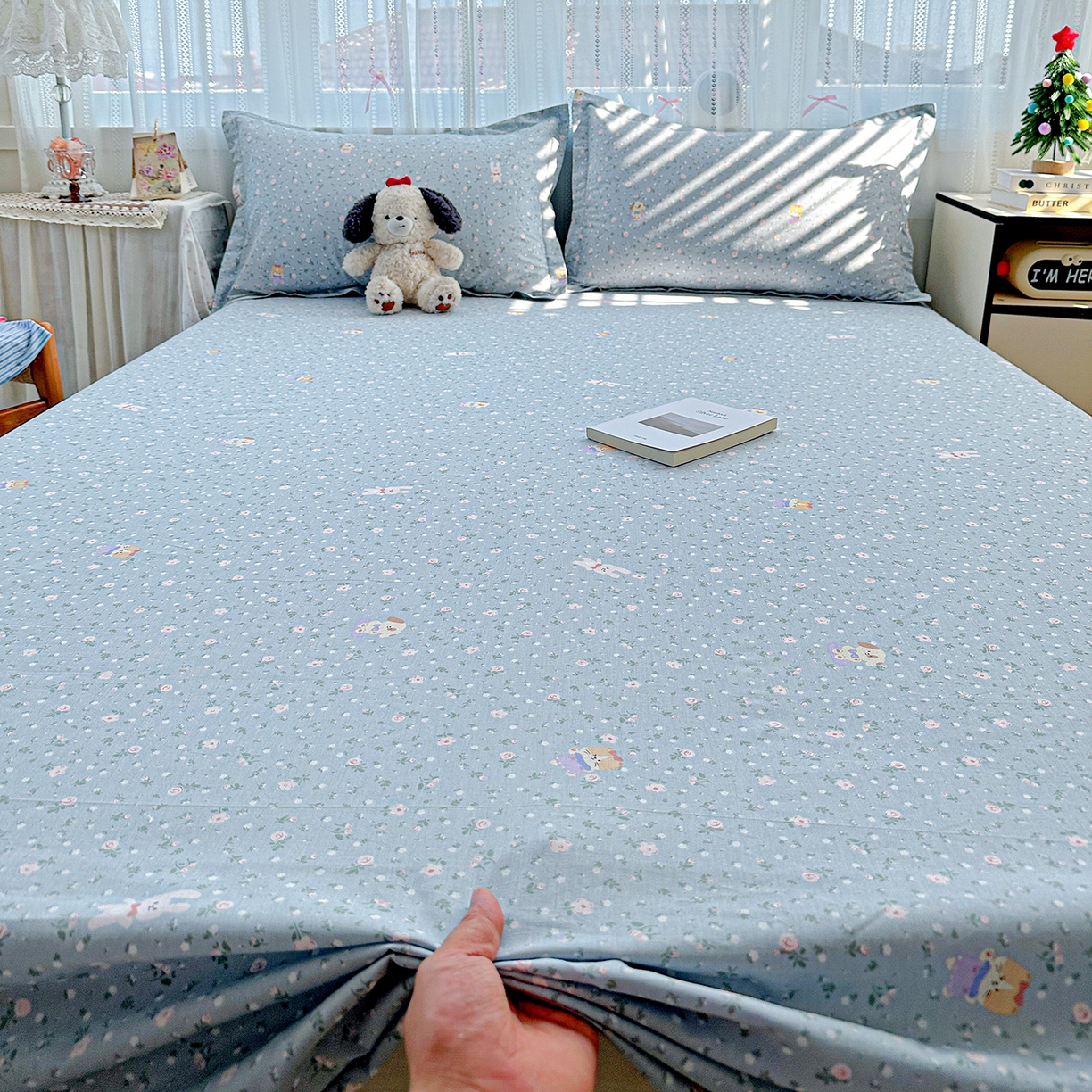 91家纺网 家纺一手货源 找家纺 恩泽家纺 2025新款全棉纯棉12868喷气印花系列床单单品床单单件单床单-第二批 蓝玫花语