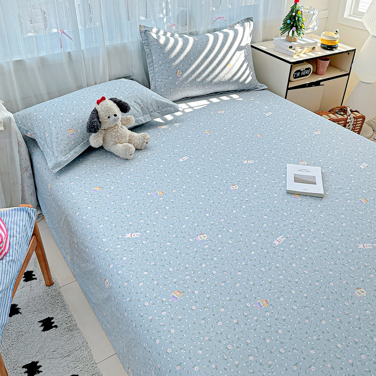 91家纺网 家纺一手货源 找家纺 恩泽家纺 2025新款全棉纯棉12868喷气印花系列床单单品床单单件单床单-第二批 蓝玫花语