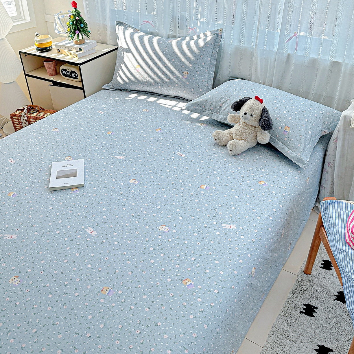 91家纺网 家纺一手货源 找家纺 恩泽家纺 2025新款全棉纯棉12868喷气印花系列床单单品床单单件单床单-第二批 蓝玫花语