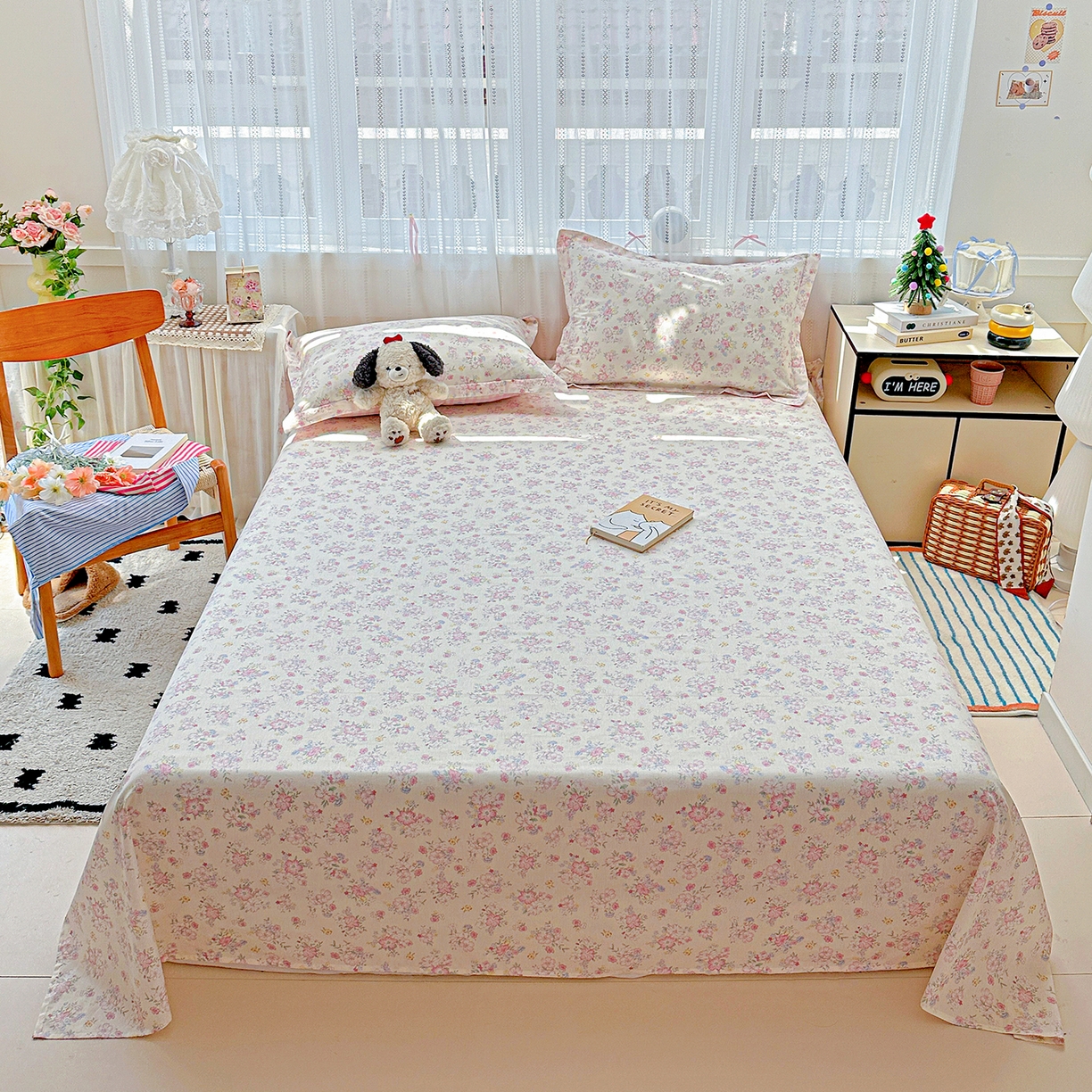 91家纺网 家纺一手货源 找家纺 恩泽家纺 2025新款全棉纯棉12868喷气印花系列床单单品床单单件单床单-第二批 洛琳粉