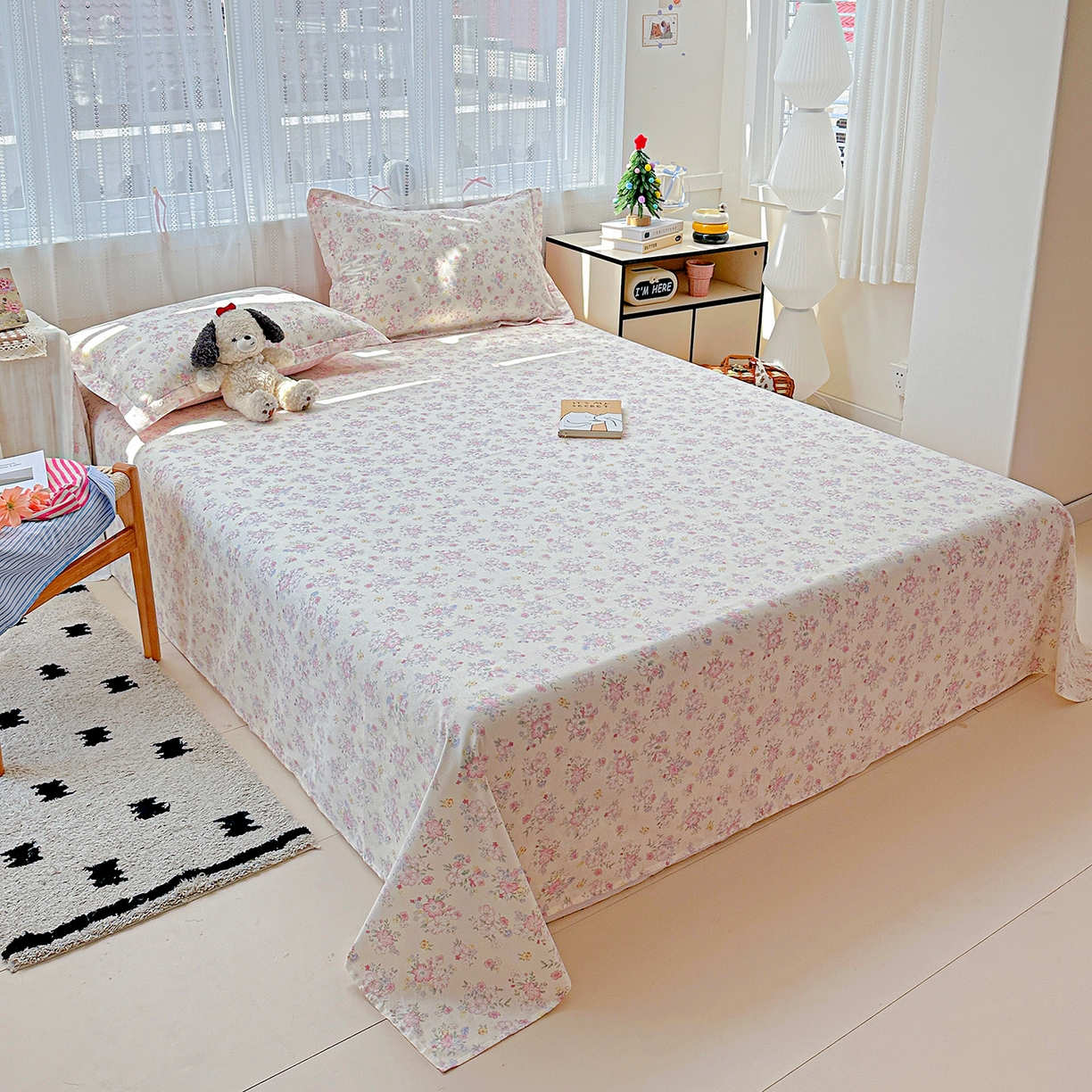 91家纺网 家纺一手货源 找家纺 恩泽家纺 2025新款全棉纯棉12868喷气印花系列床单单品床单单件单床单-第二批 洛琳粉