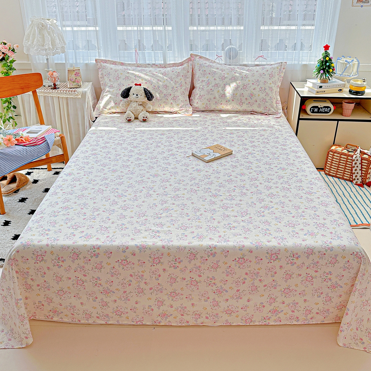 91家纺网 家纺一手货源 找家纺 恩泽家纺 2025新款全棉纯棉12868喷气印花系列床单单品床单单件单床单-第二批 洛琳粉